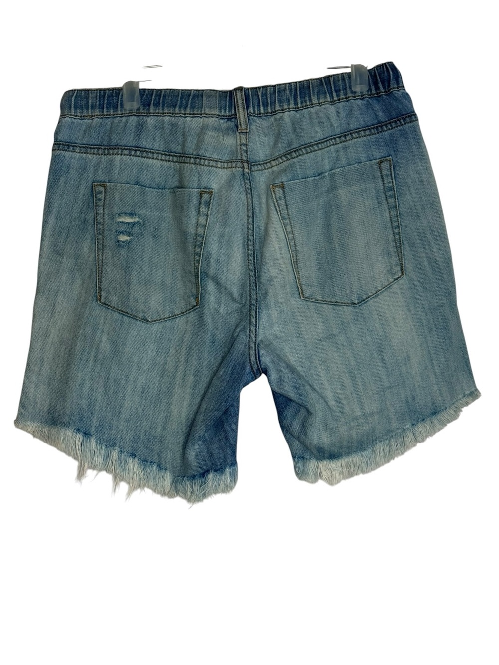 One Teaspoon Light Wash Denim Shorts Size Small Frayed Hem Drawstring Waist
